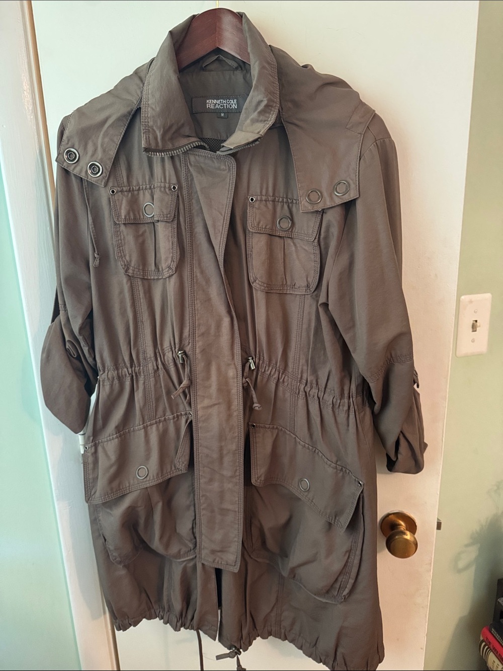 Kenneth Cole Reaction Olive Green Utility Jacket with Drawstring Waist